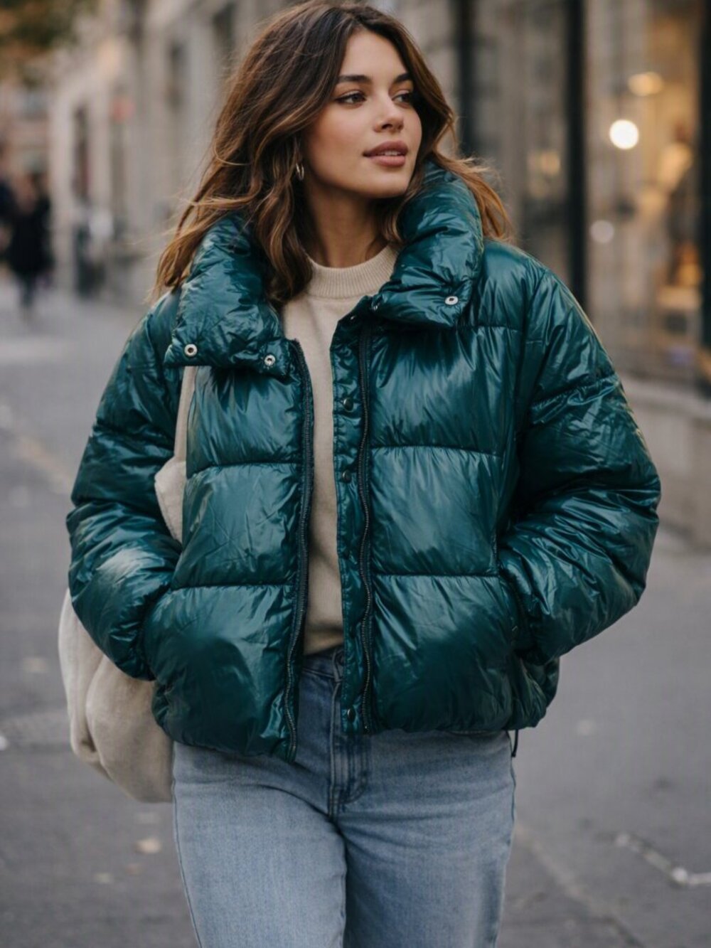 Women's Teal Puffer Jacket - Lightweight Insulated Coat
